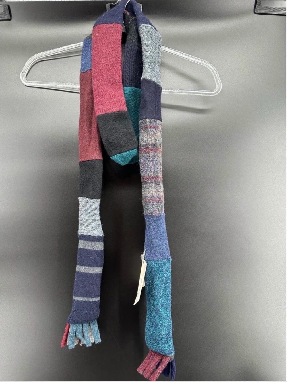 Striped Multi-Color Patchwork Knit Scarf